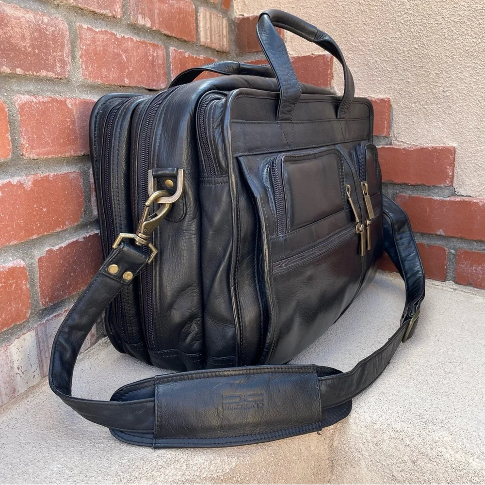 Claire Chase 💼 Genuine Leather JUMBO EXECUTIVE BRIEFCASE in Black